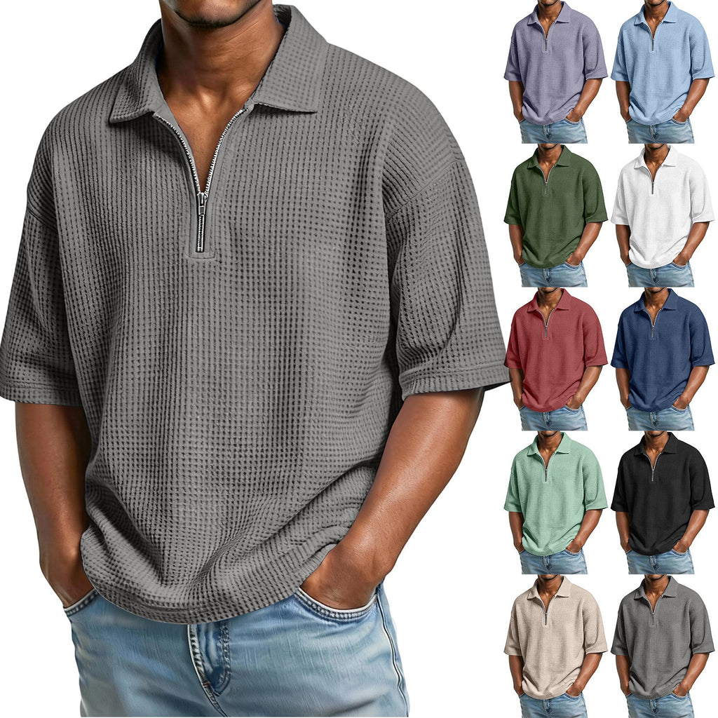 Men's Waffle-Knit Camp-Collar Shirt