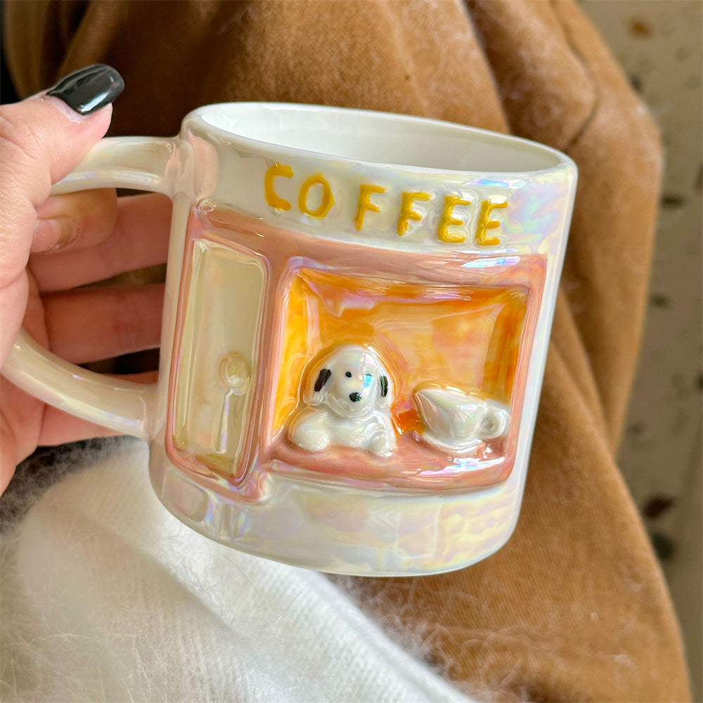 Embossed Puppy Ceramic Mug
