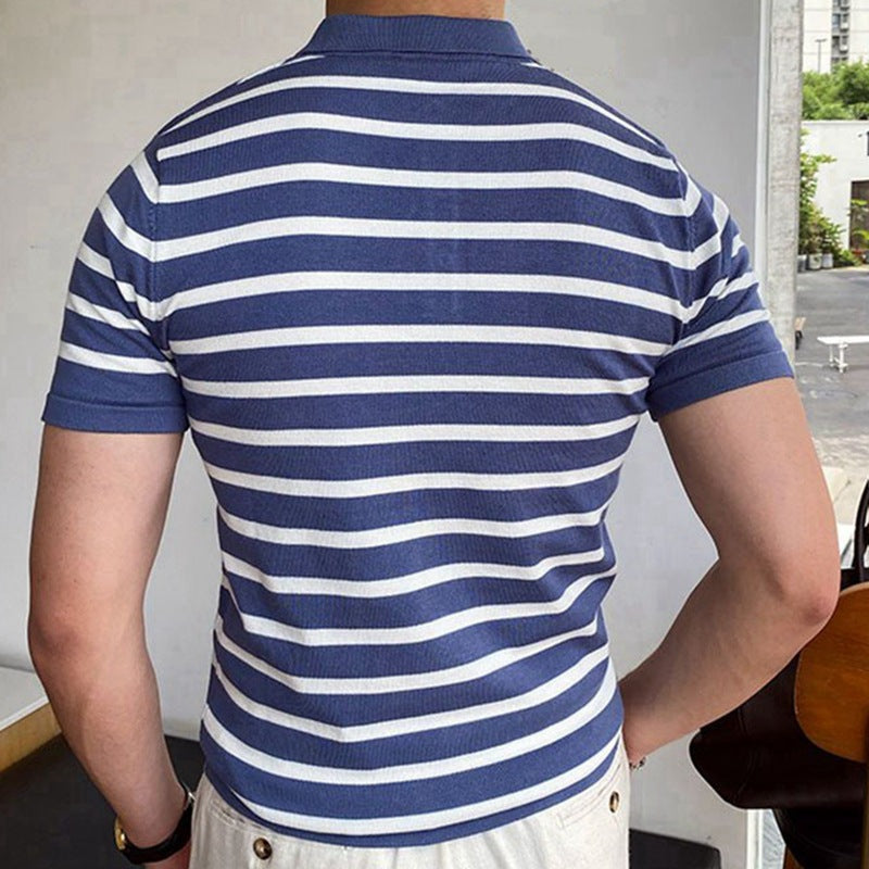 Men's Striped Business Polo