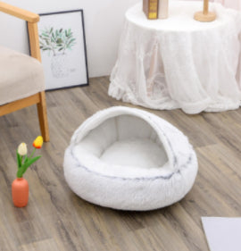 2-in-1 Plush Pet Bed & Cave