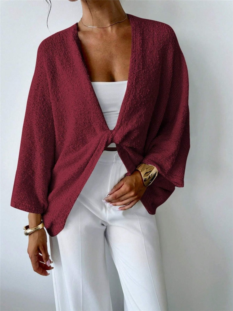 Cross-Front Deep V Sweater