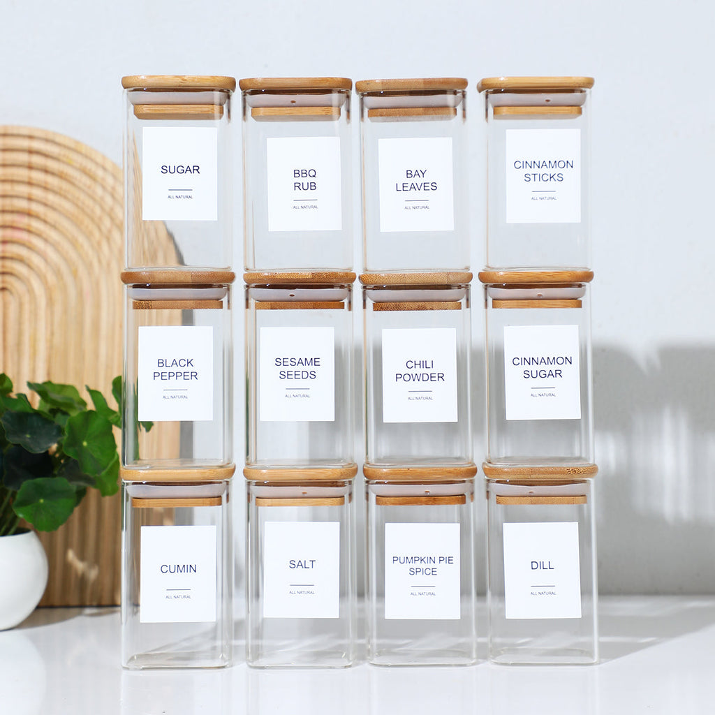 Glass Spice Jar Set (12 pcs)