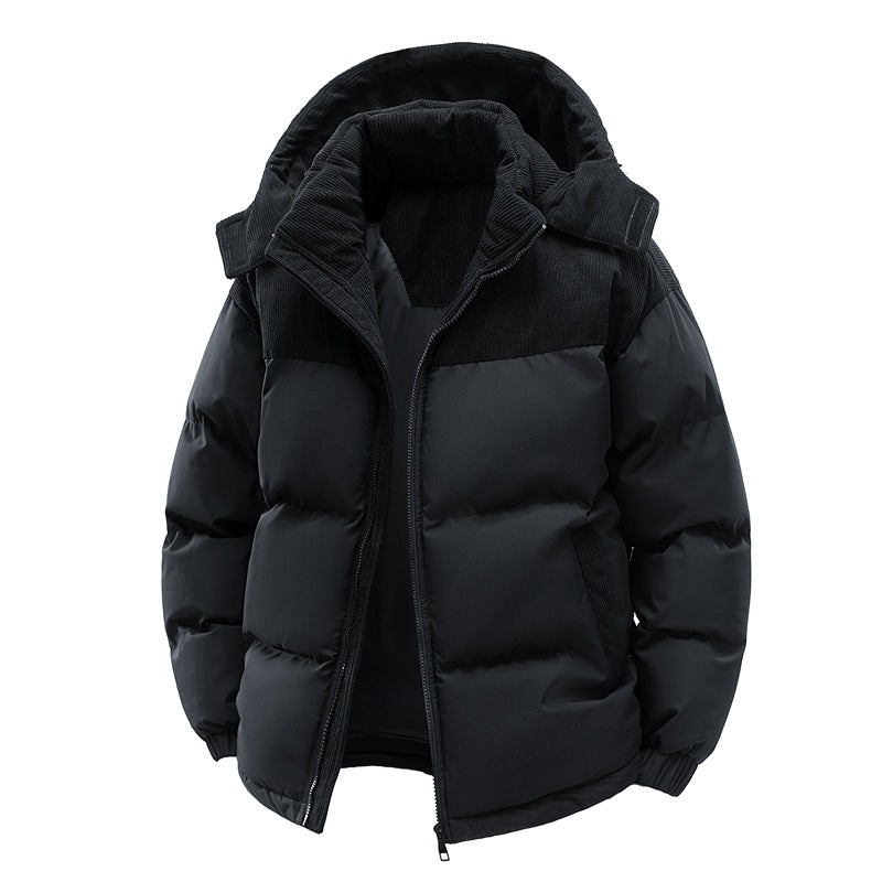 Colorblock Puffer Coat with Detachable Hood