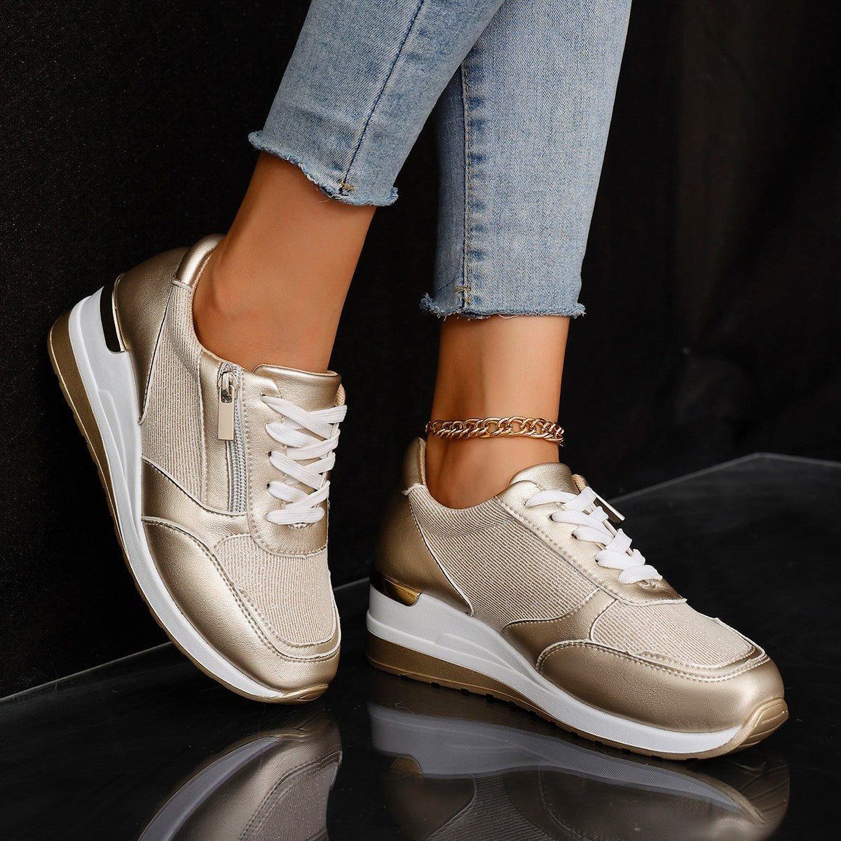 Metallic Platform Sneakers