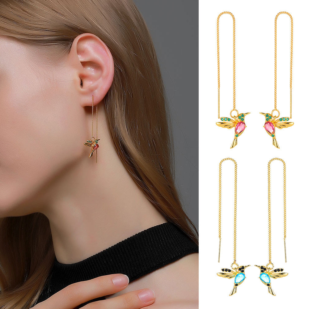Hummingbird Crystal Drop Earrings