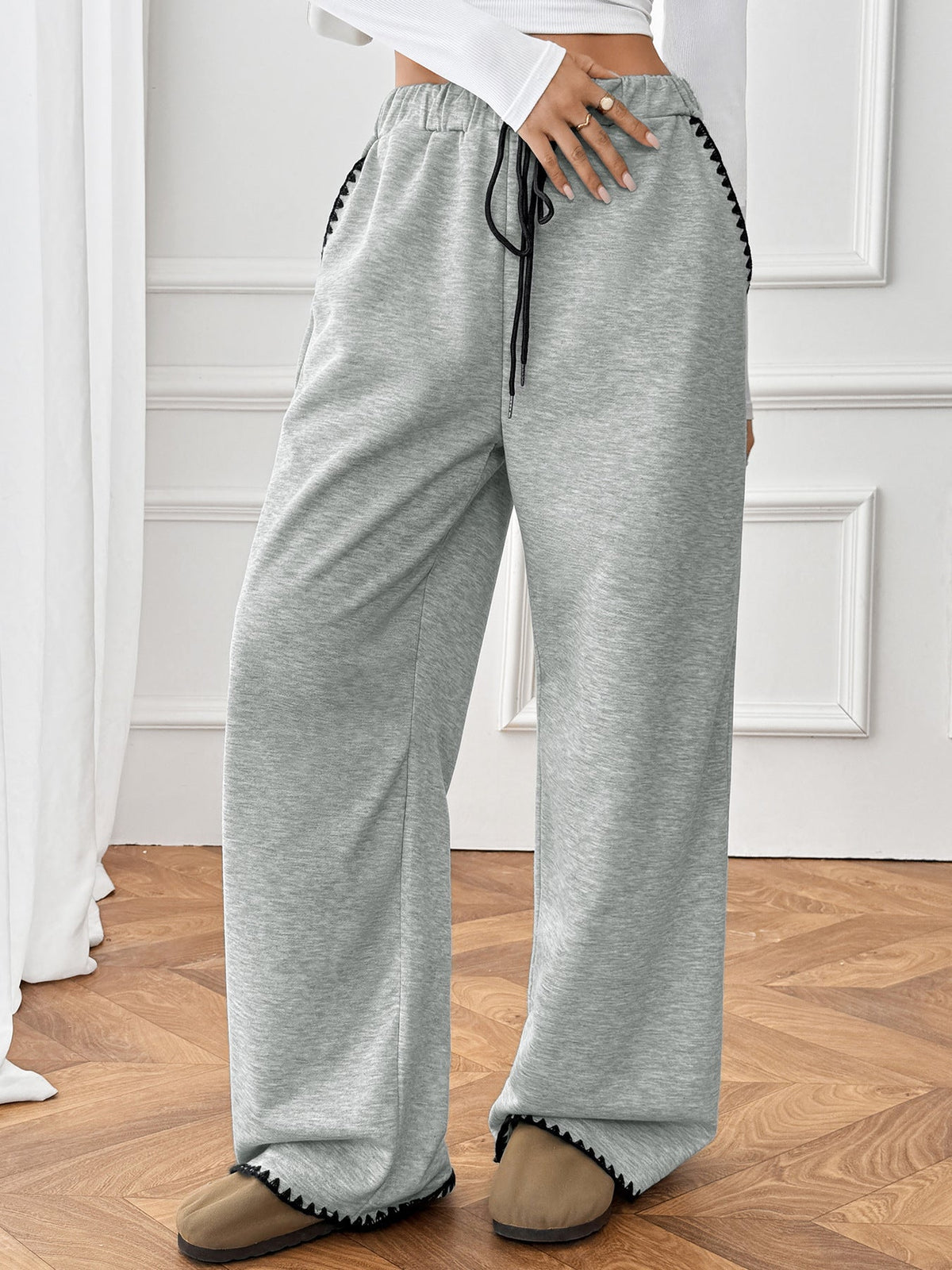 Women's Elastic-Waist Straight Pants