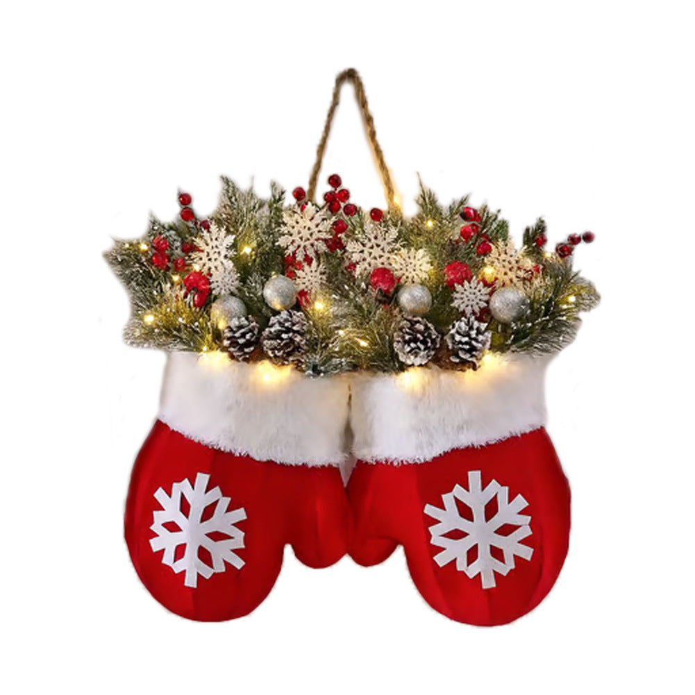 Light-Up Christmas Glove Wreath