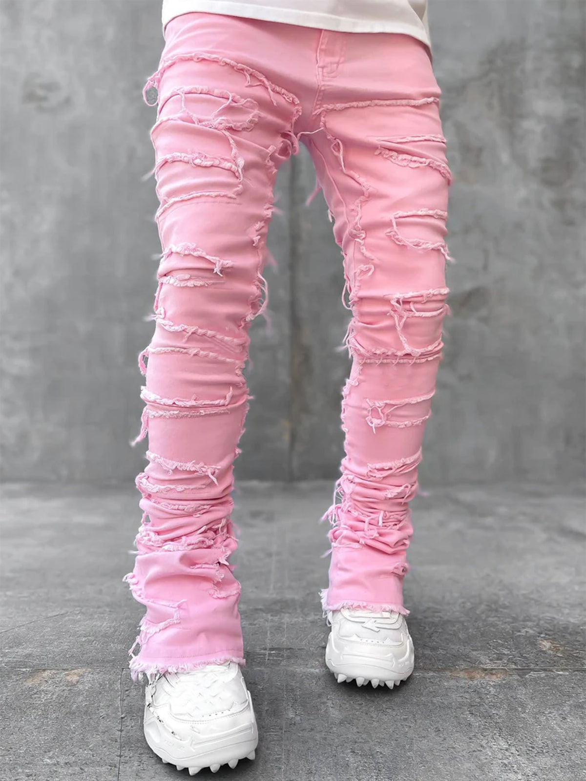 Men's Distressed Stacked Jeans