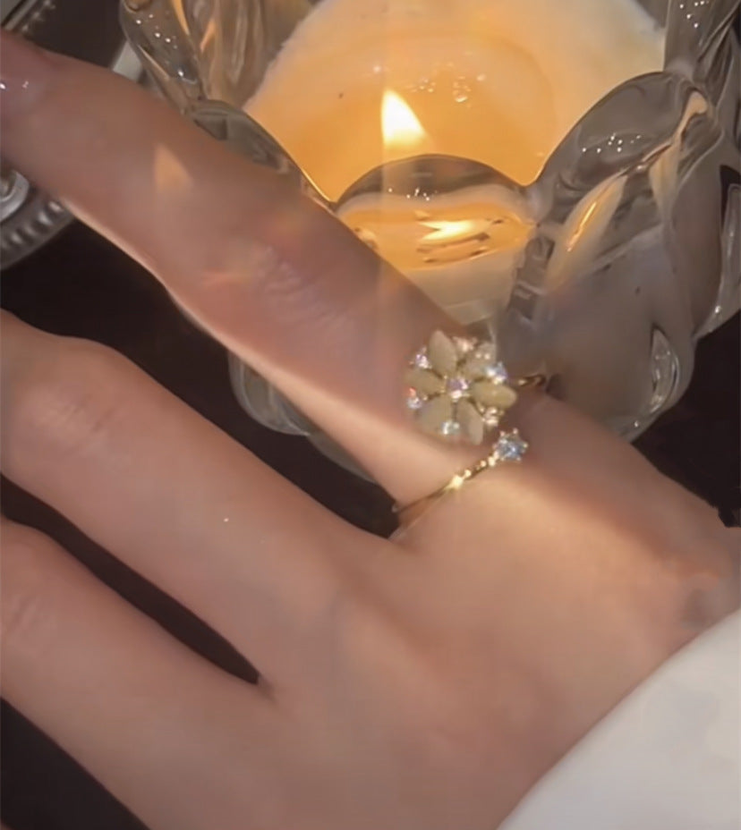 Opal Spinning Flower Ring