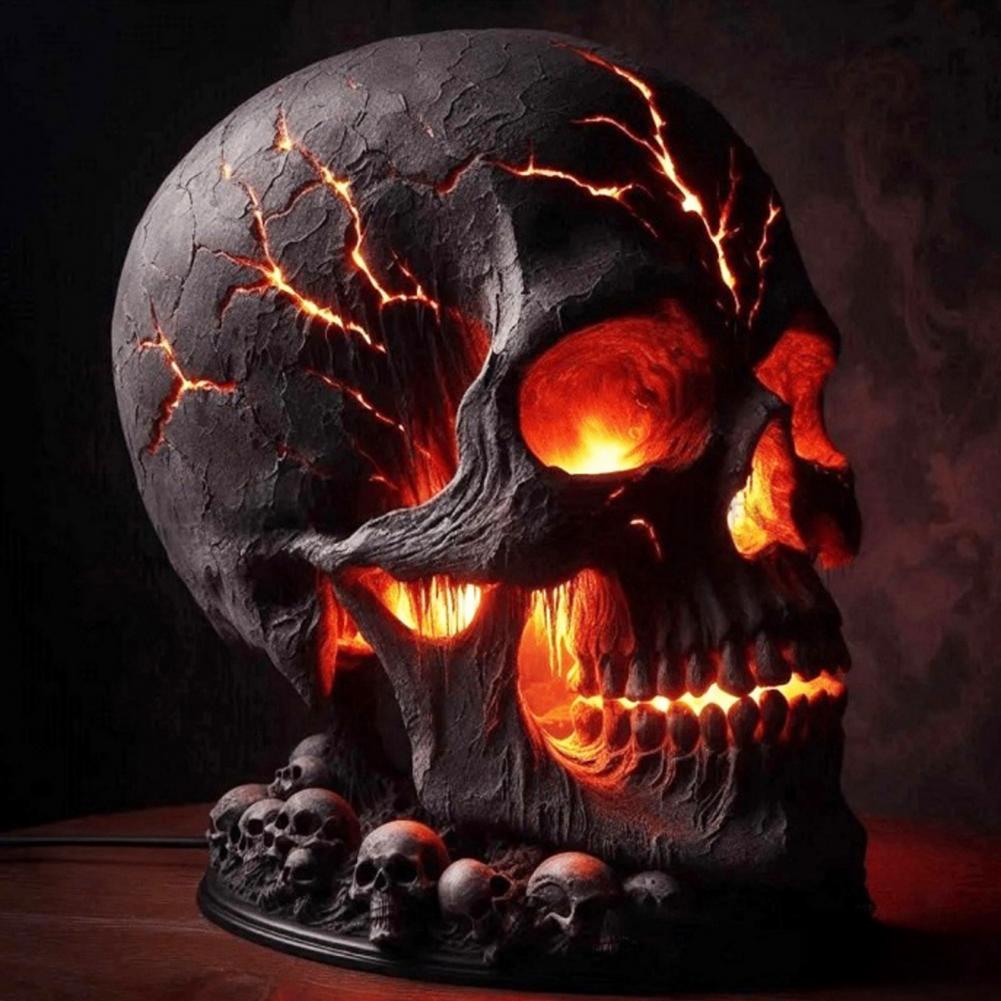 Lava Stone Skull Lamp