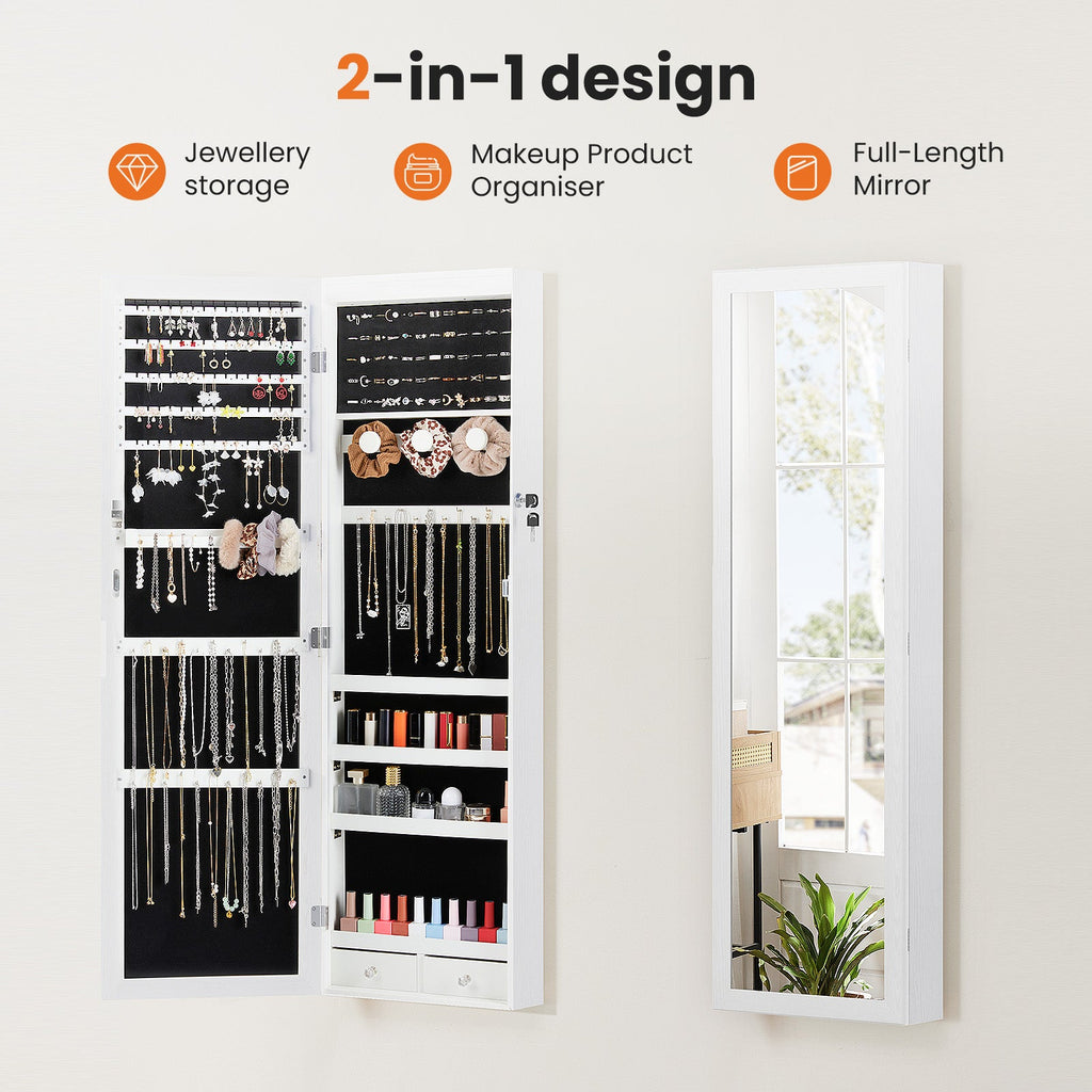 Lockable Mirror Jewelry Armoire