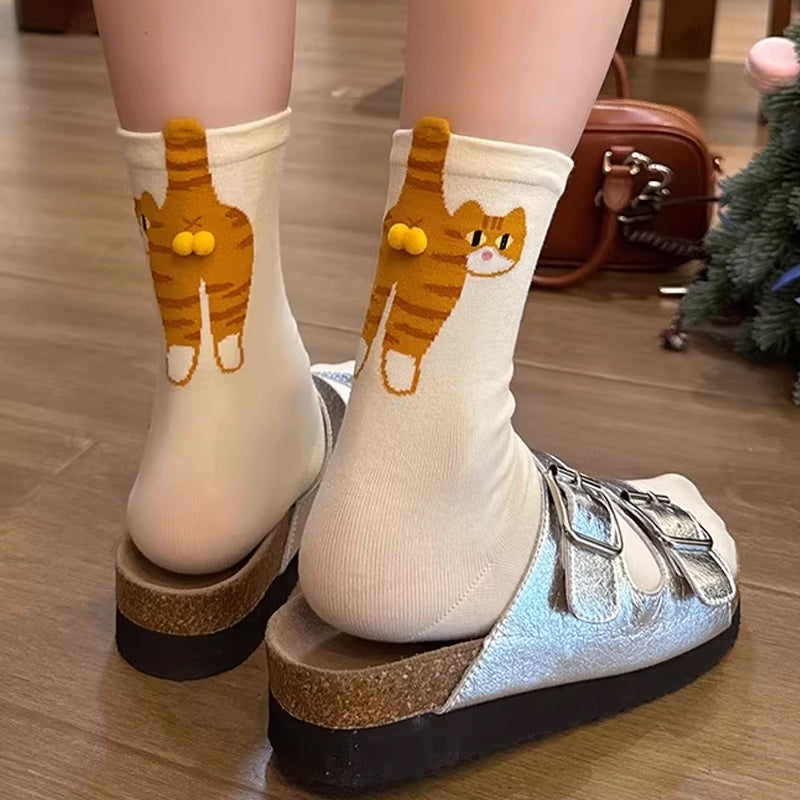 Cat Pom-Pom Socks