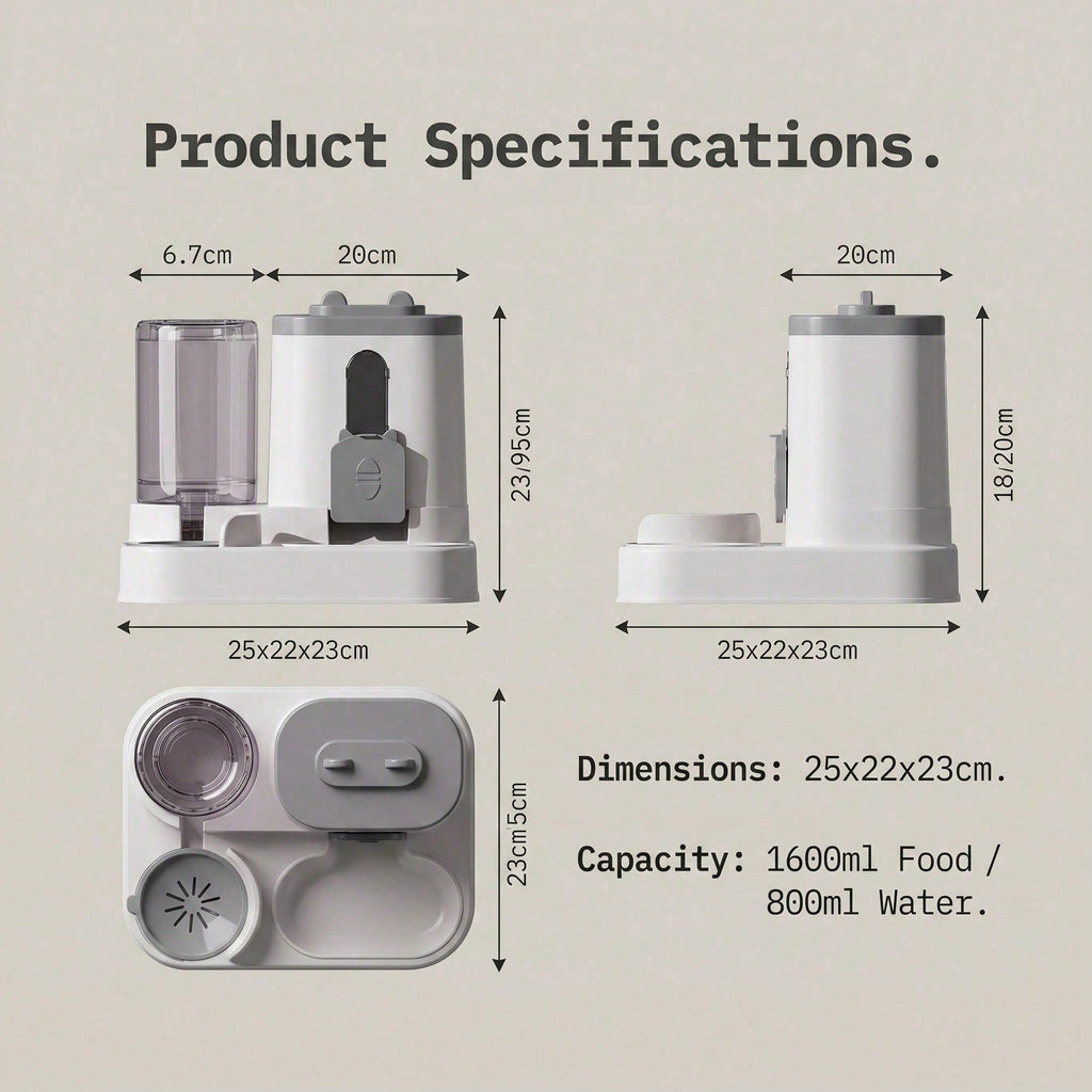 Cat-Shaped Gravity Food & Water Station