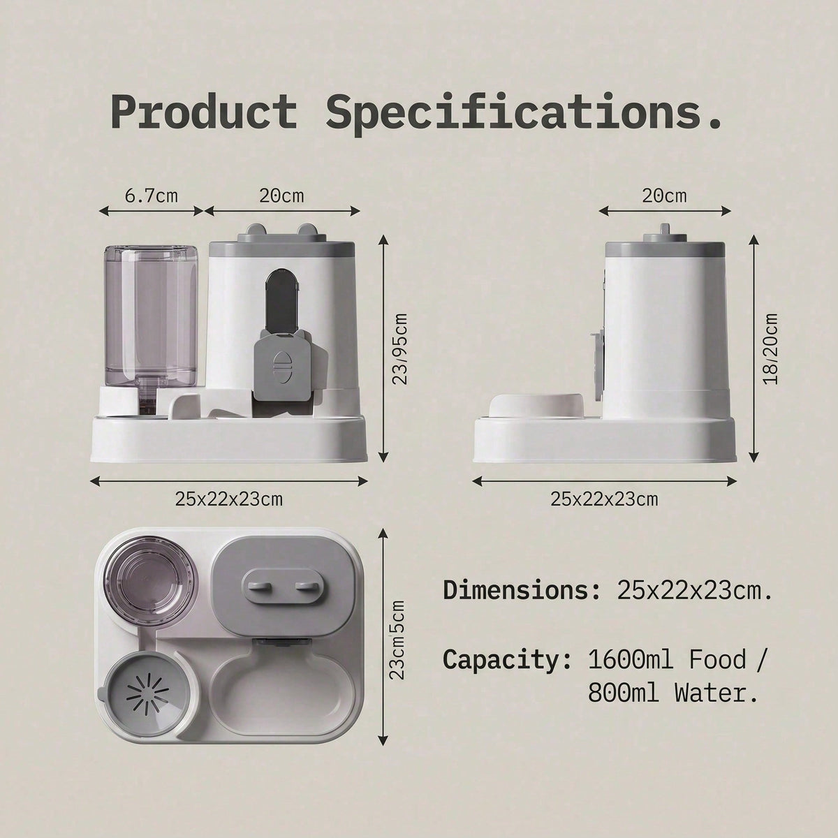 Cat-Shaped Gravity Food & Water Station