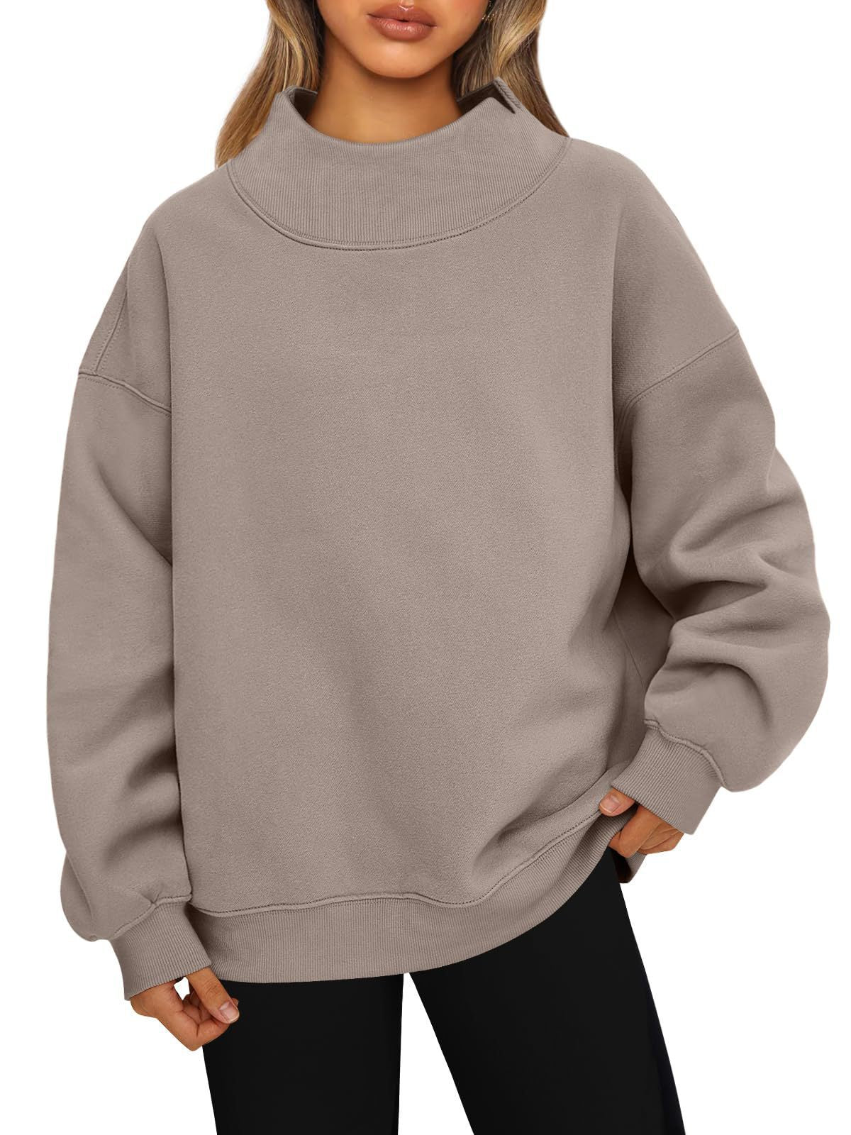 Fleece-Lined Mock-Neck Sweatshirt