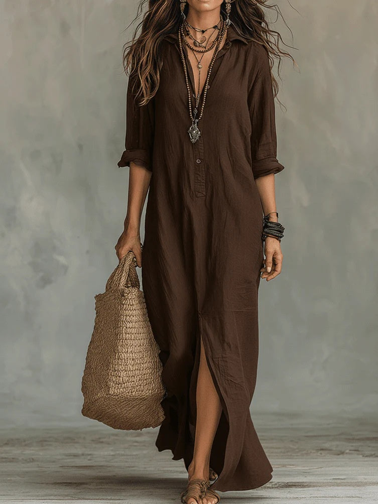 Long-Sleeve Shirt Maxi Dress