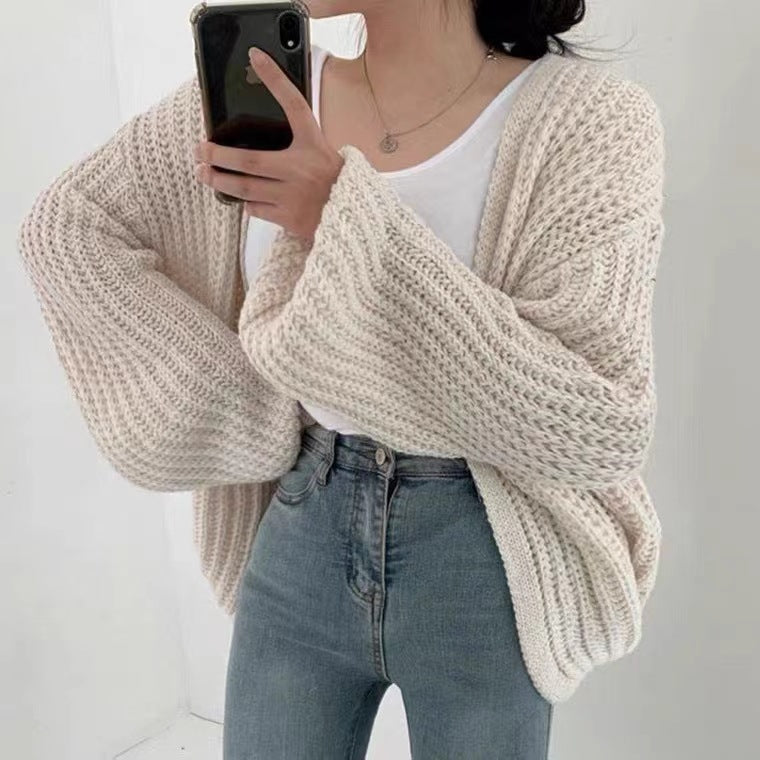 Women's Balloon-Sleeve Knit Cardigan