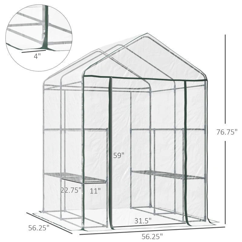 Mini Walk-In Greenhouse with Shelves