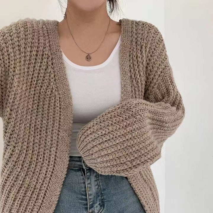 Women's Balloon-Sleeve Knit Cardigan