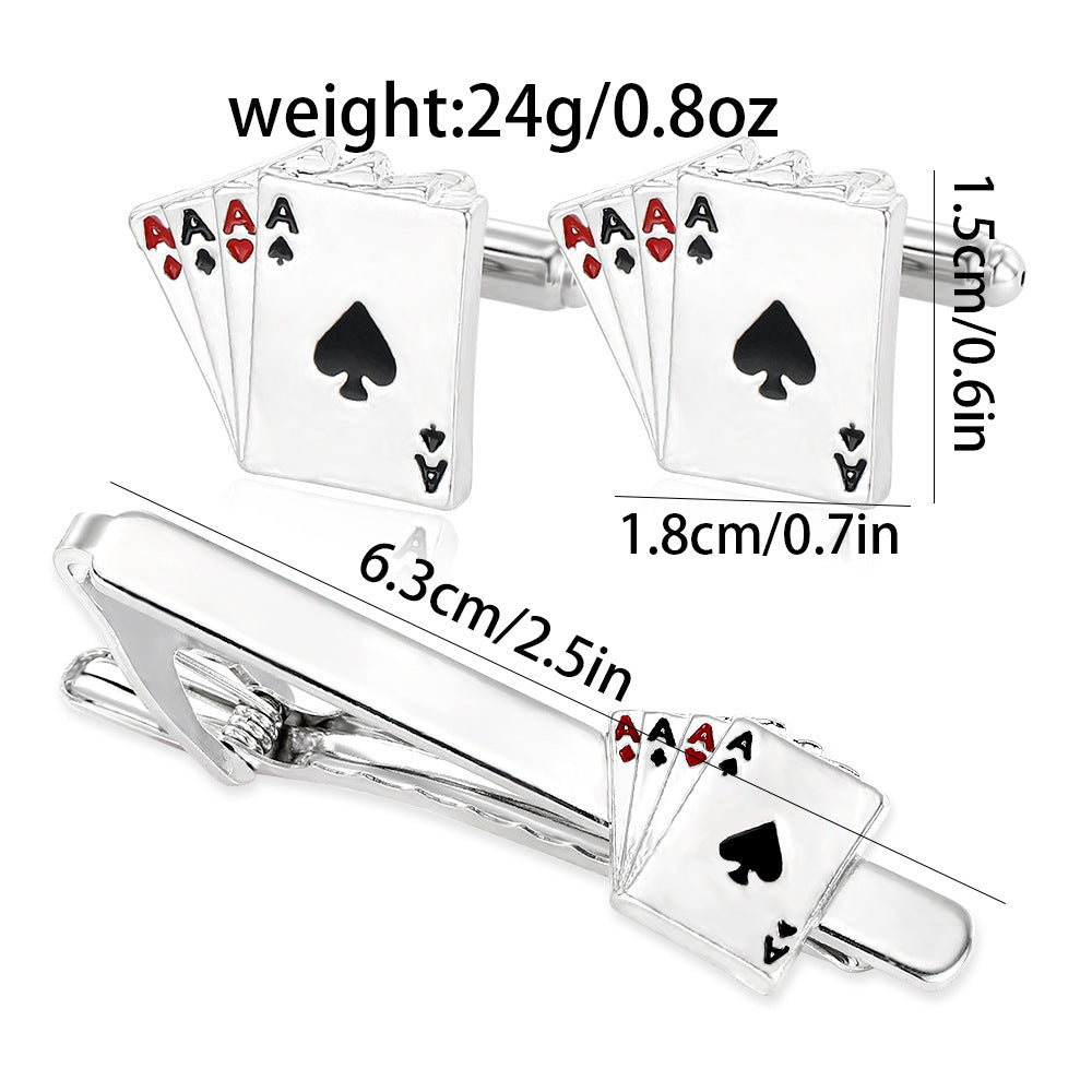 Playing Card Cufflinks & Tie Clip