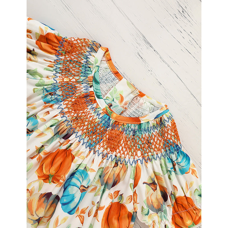 Toddler Pumpkin Smocked Dress