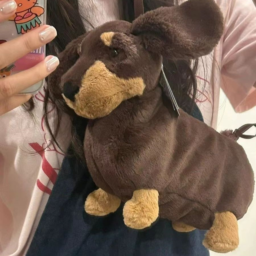 Sausage Dog Plush Crossbody Bag