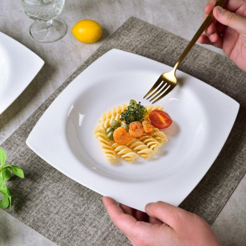 White Bone China Square Plates (Set of 6)
