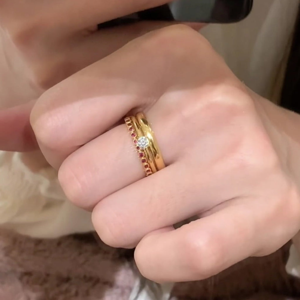 Red Crystal Dot Ring
