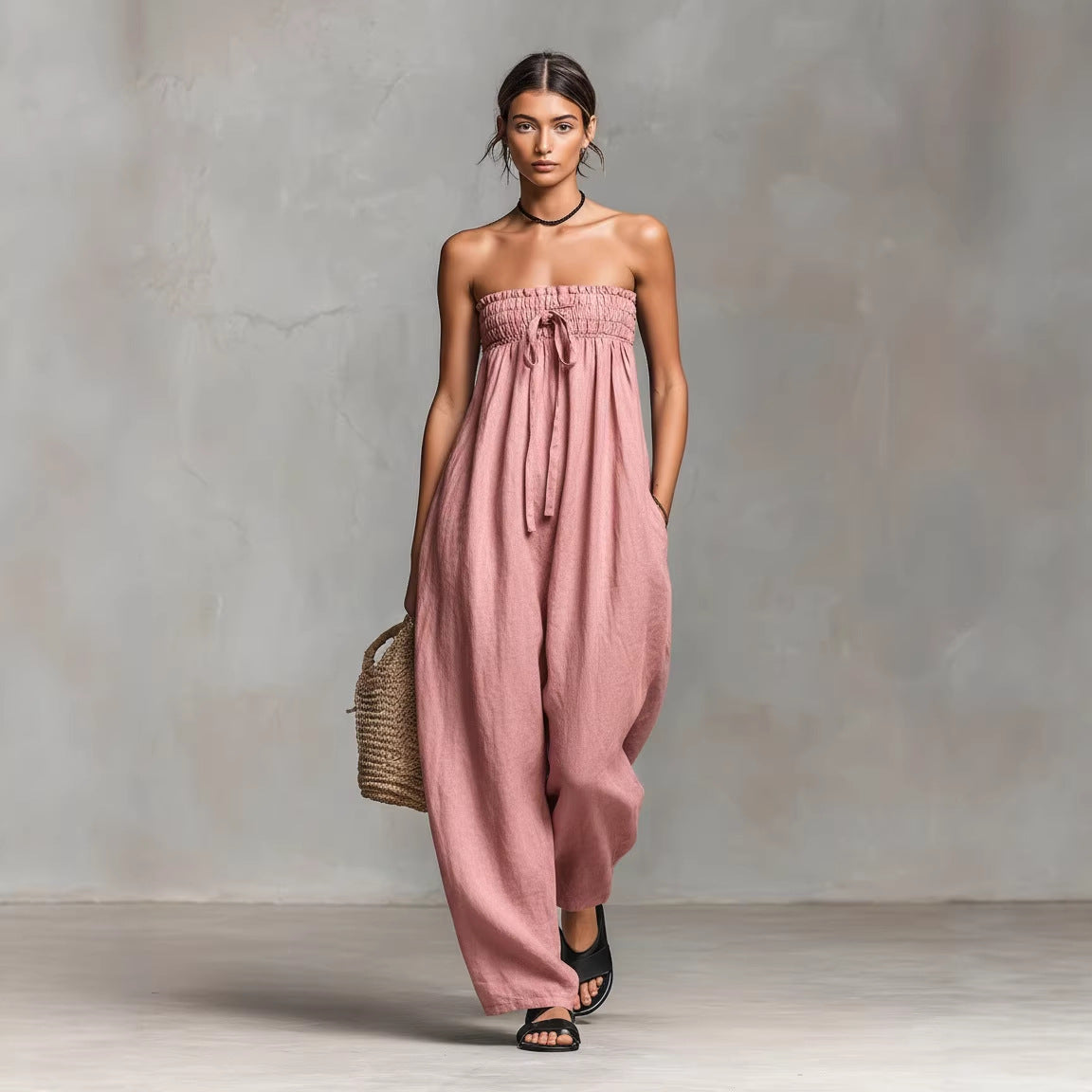 Strapless Ruched Jumpsuit