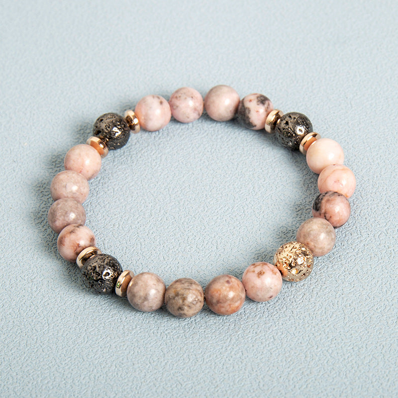Pink Zebra Stone Beaded Bracelet