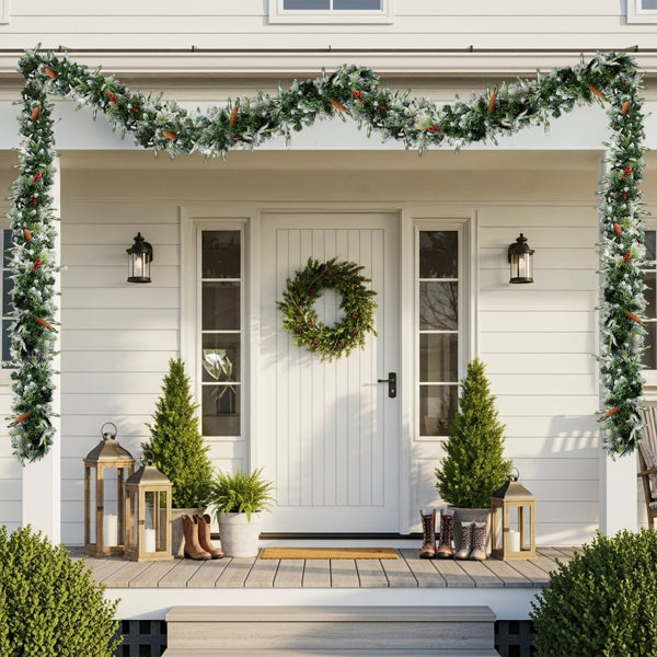 Pre-Lit Snowy Christmas Garland (2-Pack)