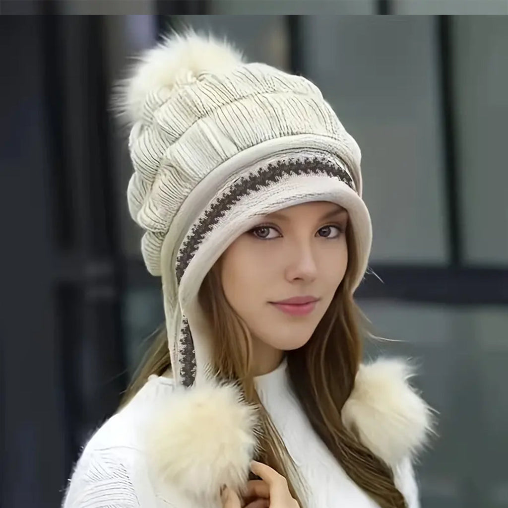 Pom-Pom Earflap Beanie