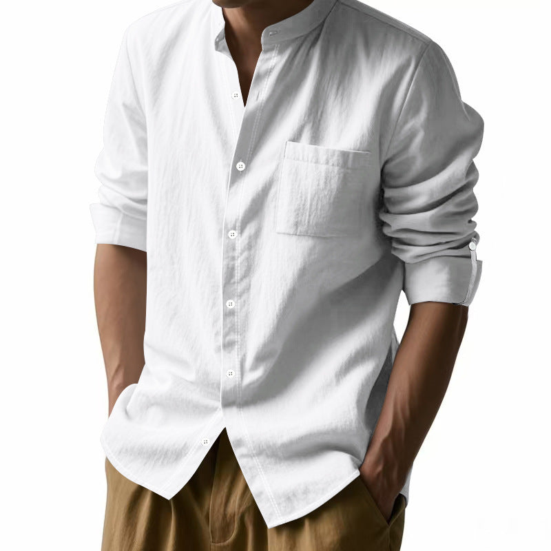 Men's Stand-Collar Shirt with Pockets