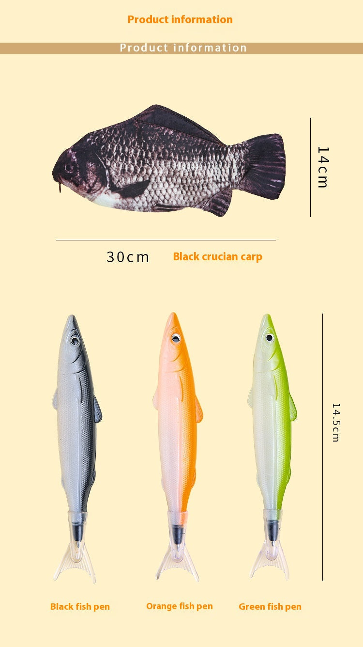 Fish-Shaped Canvas Pencil Case