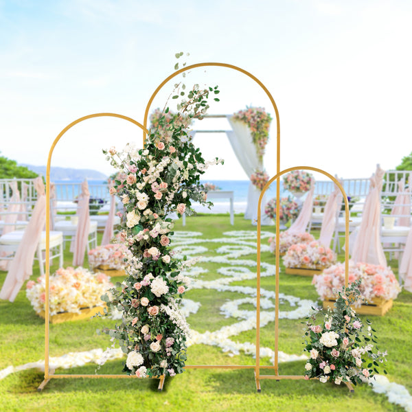 Gold Metal Wedding Arch Set (3 pcs)