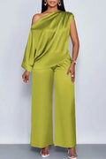 Women's Corduroy Off-Shoulder Top & Trousers Set
