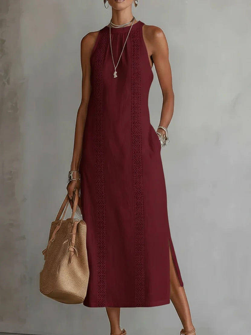 Women's Halter Lace Patchwork Dress