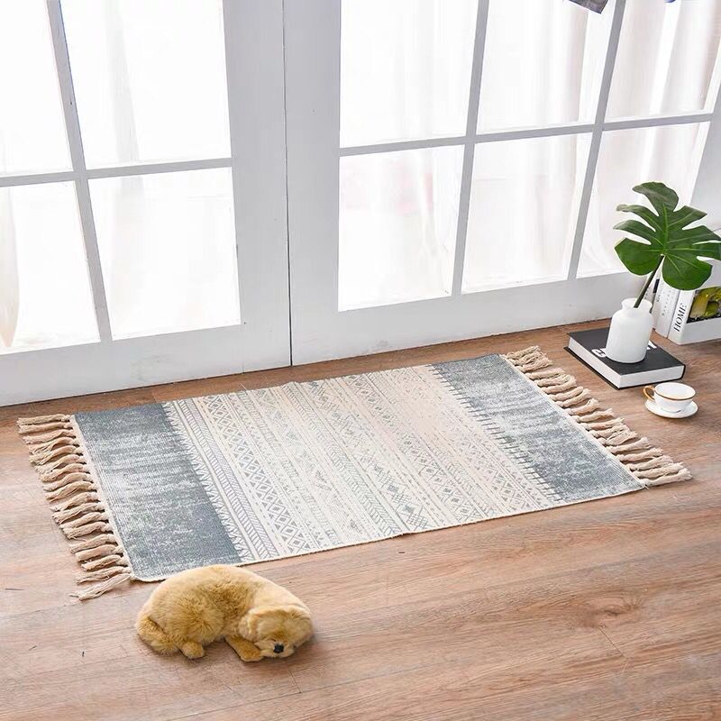 Woven Cotton & Linen Accent Rug