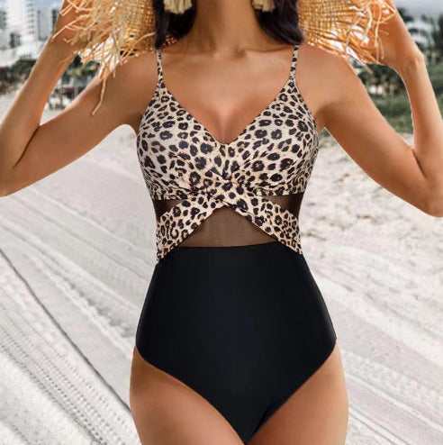 Halter Cross-Strap One-Piece Swimsuit