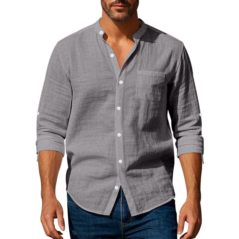 Men's Stand-Collar Shirt with Pockets
