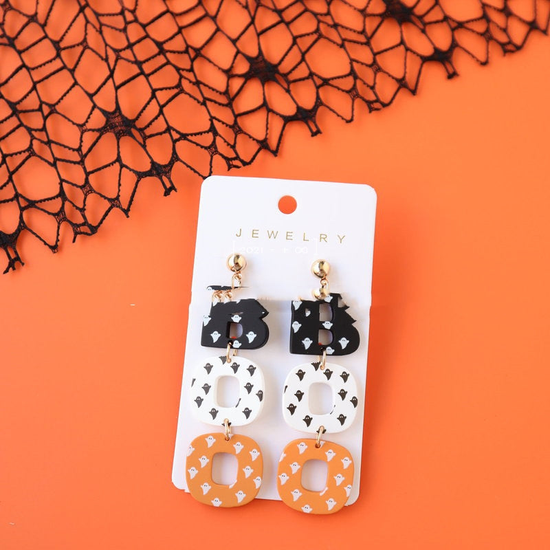 "Boo" Halloween Clay Earrings