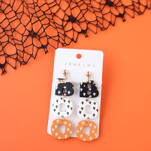 "Boo" Halloween Clay Earrings