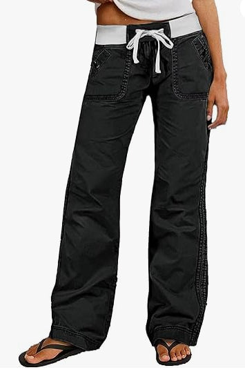 Low-Rise Straight Jeans with Contrast Stitching