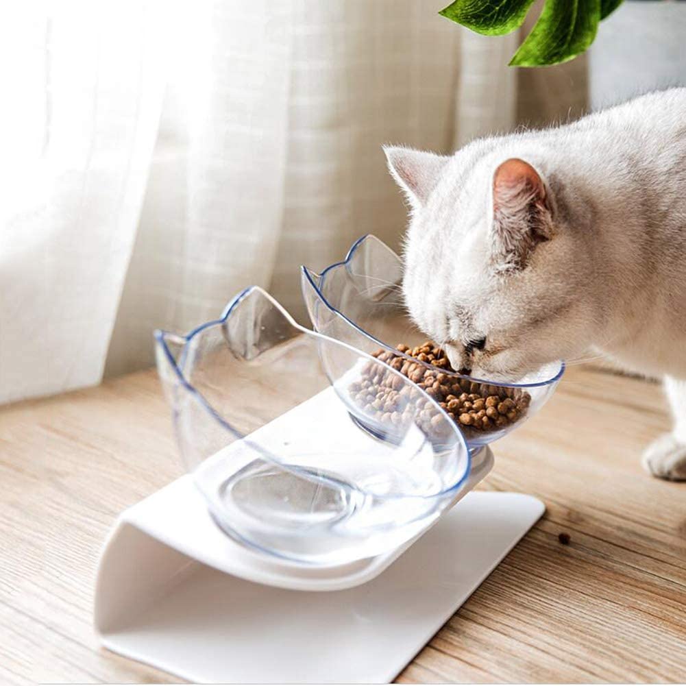 Elevated Cat Feeder with Clear Bowls