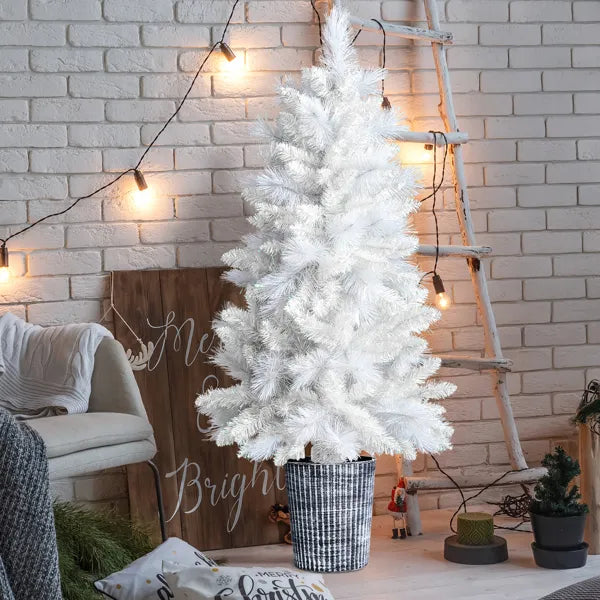 4 ft White Artificial Christmas Tree with Pot