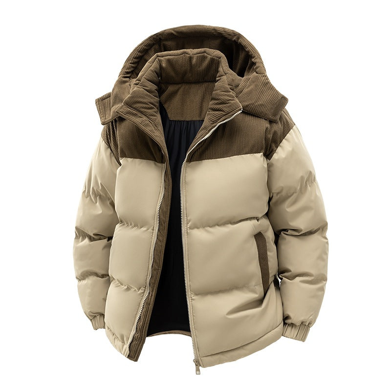 Colorblock Puffer Coat with Detachable Hood