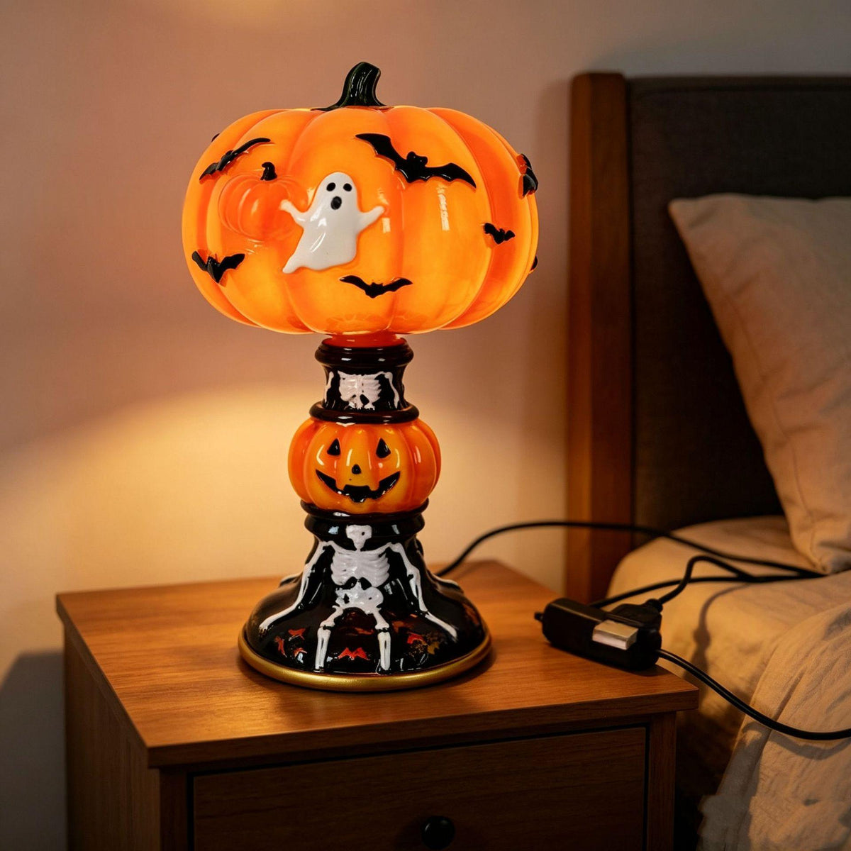 Gothic Resin Pumpkin Lamp