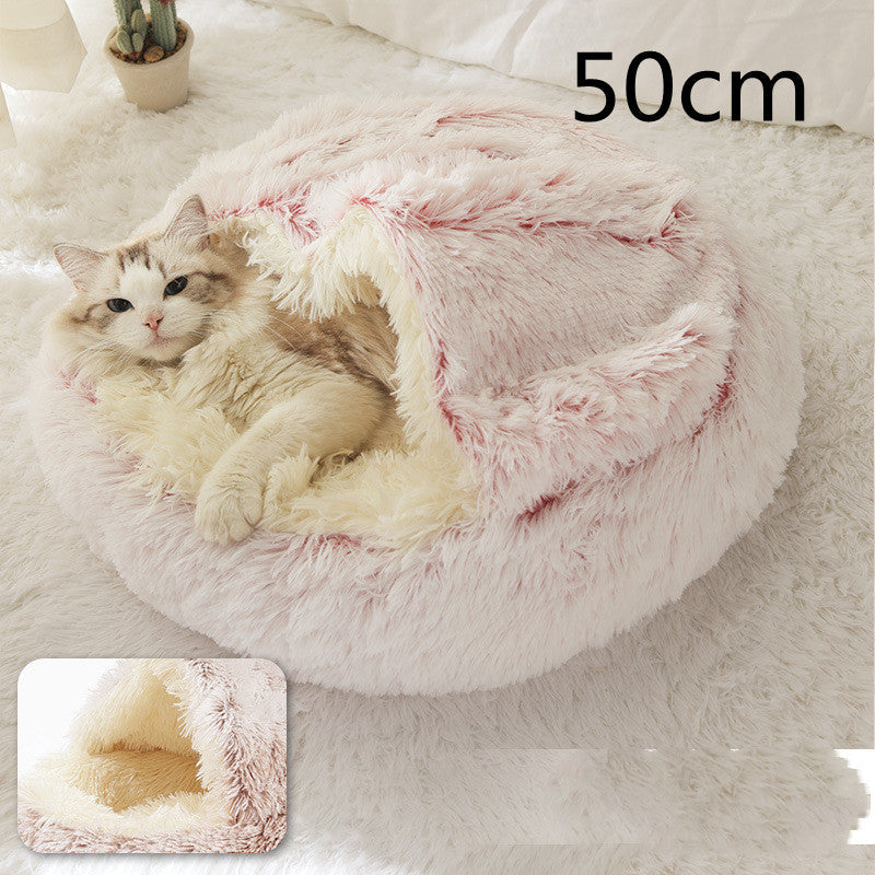 2-in-1 Plush Pet Bed & Cave