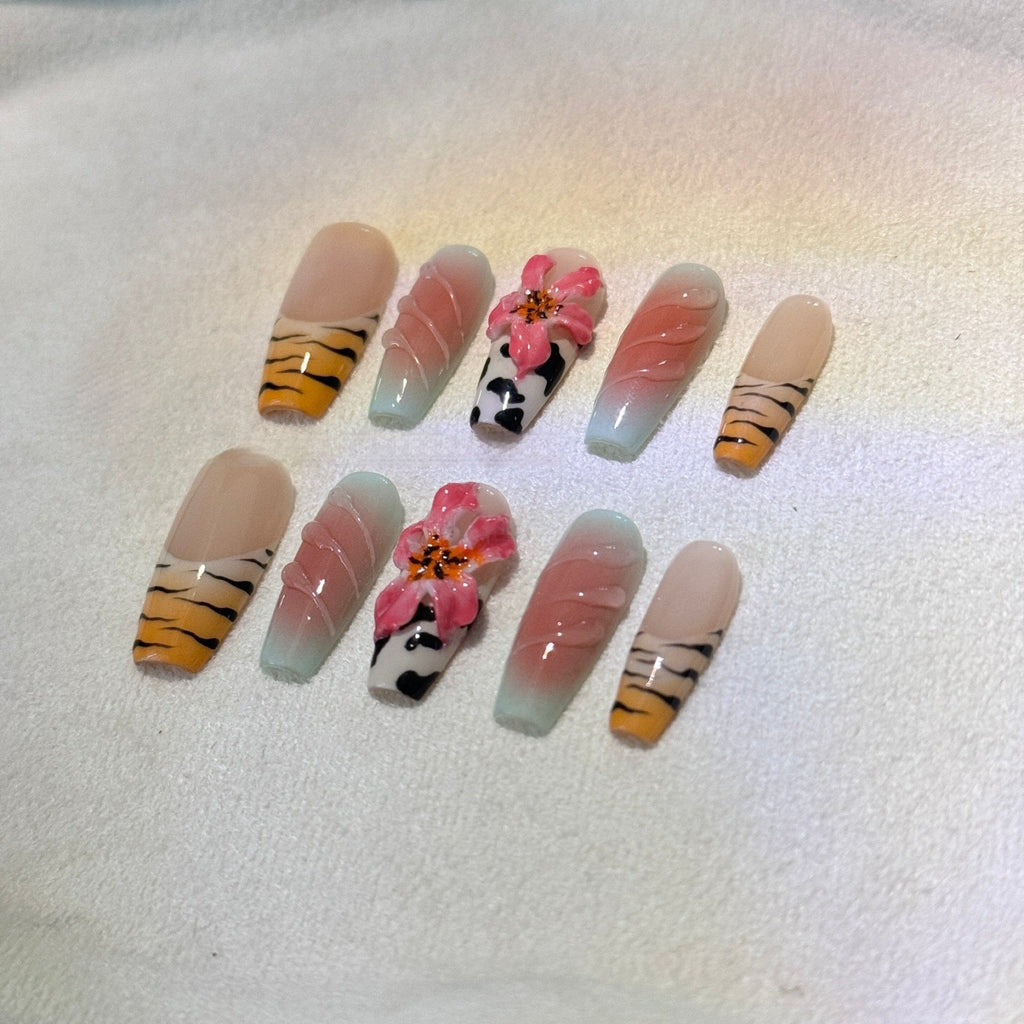 Zebra Lily Press-On Nails