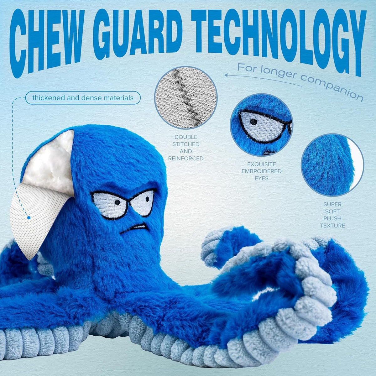 Tough Octopus Plush Dog Toy